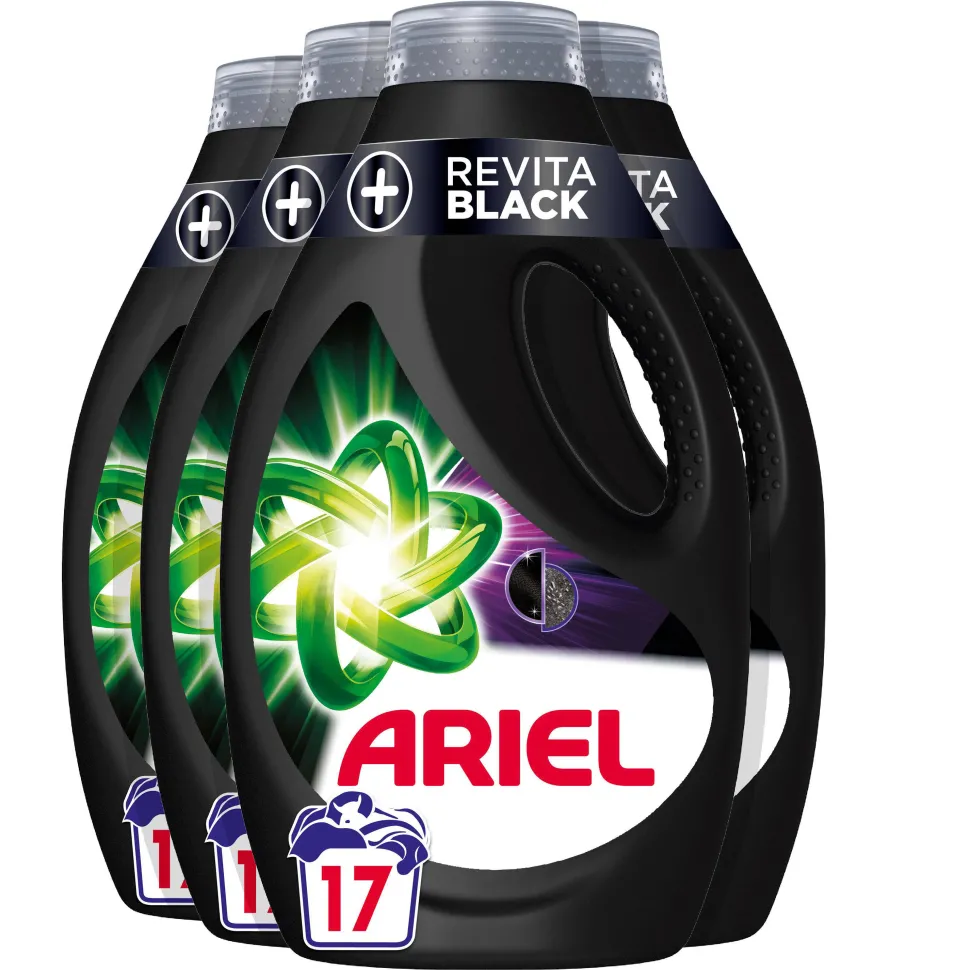 Ariel Vloeibaar Wasmiddel + Revitablack - Voor De Zwarte Was - 4 X 17 Wasbeurten - 68 Wasbeurten