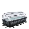 Exit Black Leather Zwembad 540X250X122Cm Met Overkapping En Zandfilterpomp