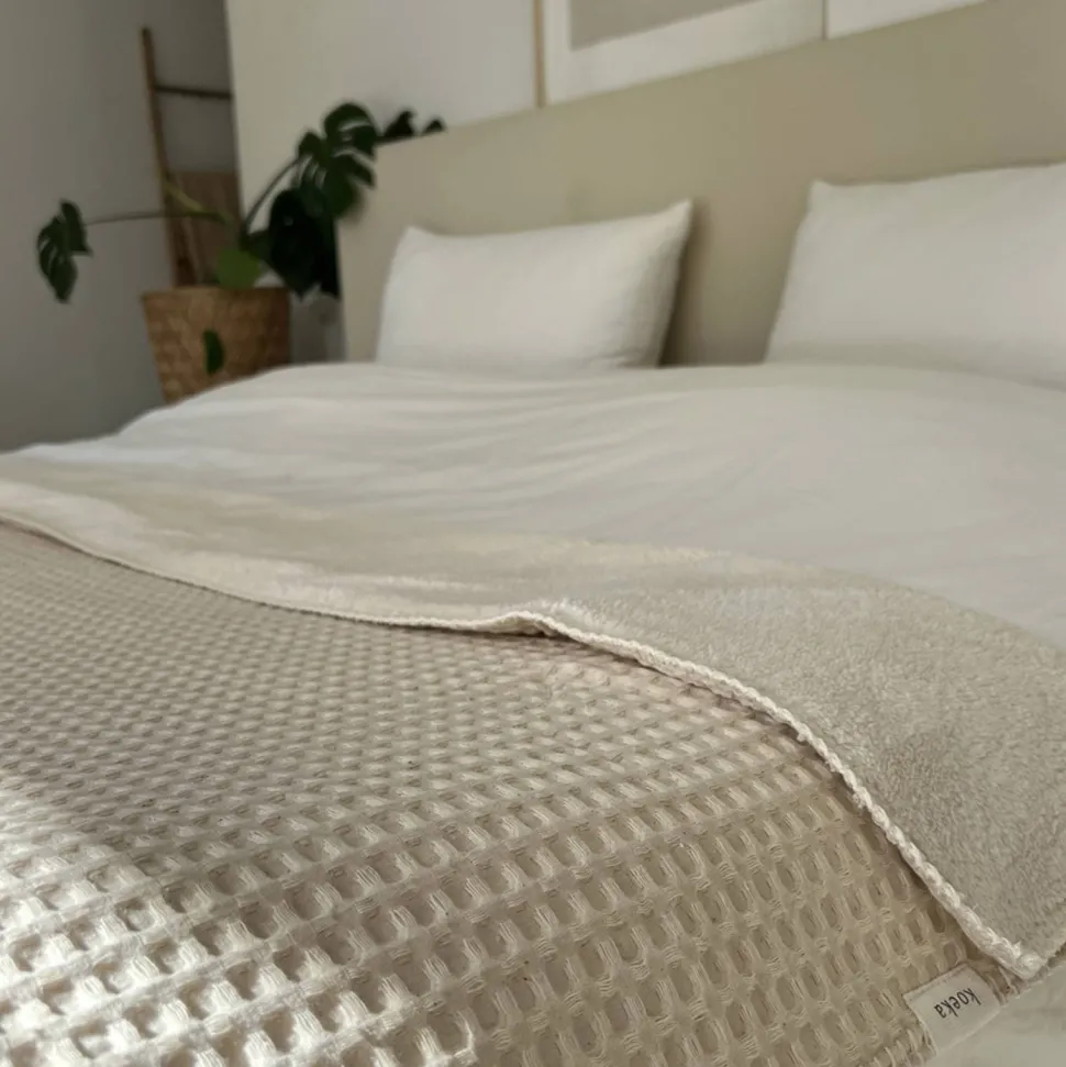 Koeka Oslo Plaid Wafel/Teddy 140X200 Cm Natural/Pebble (140X200 Cm)