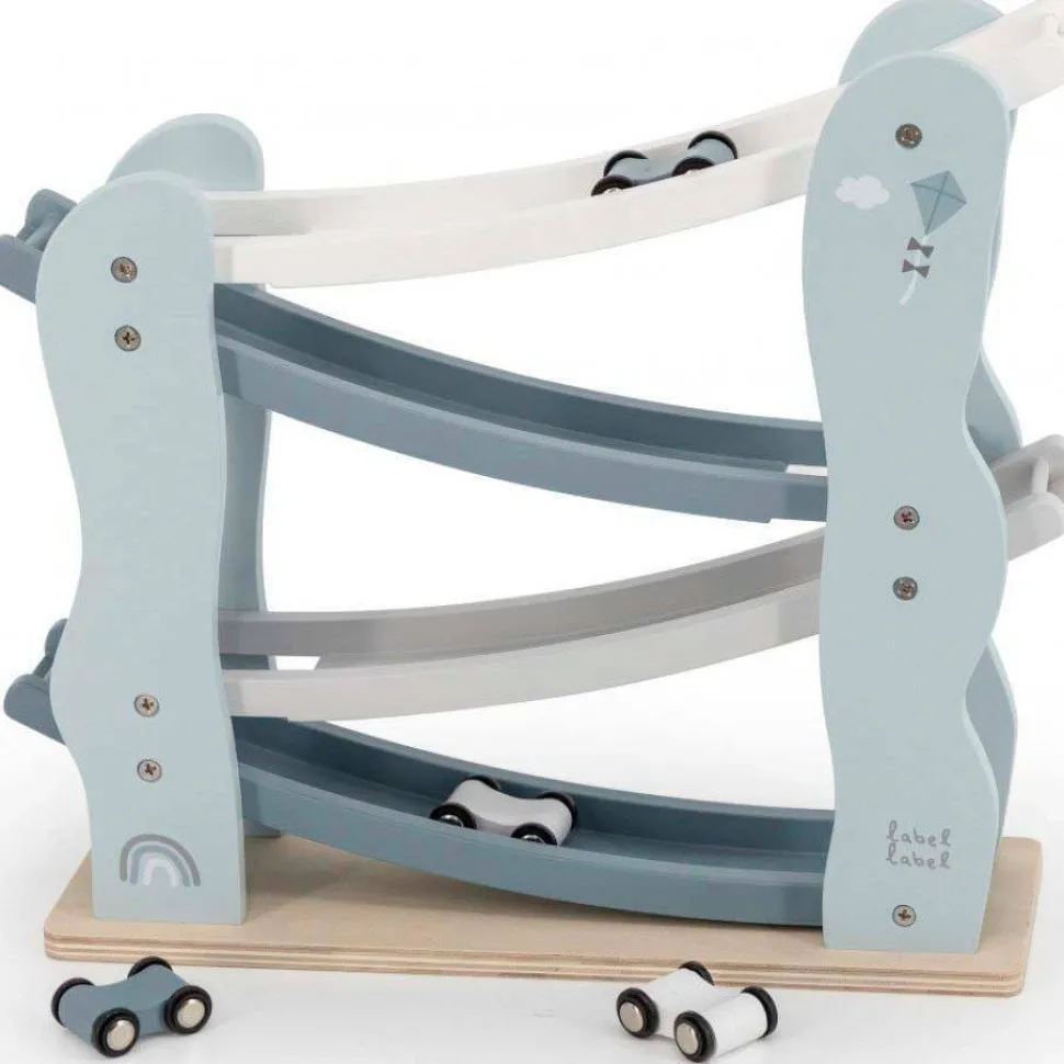 Label Label Wood Houten Auto Glijbaan Blauw