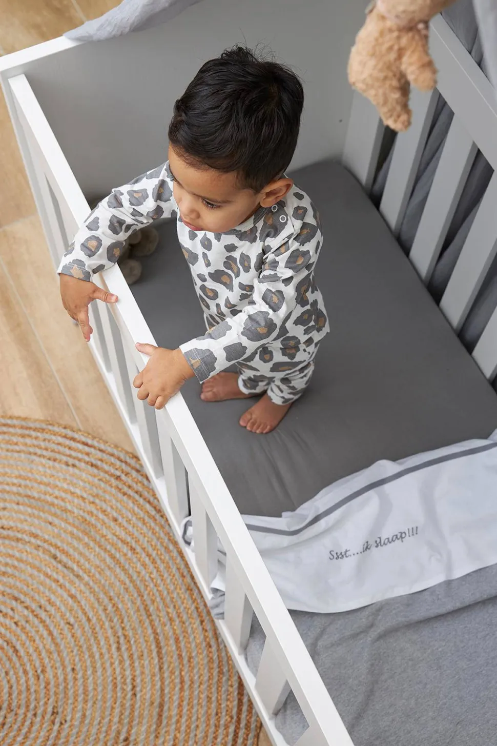 Meyco Baby Ledikantlaken Ssst...Ik Slaap!! 100X150 Grey