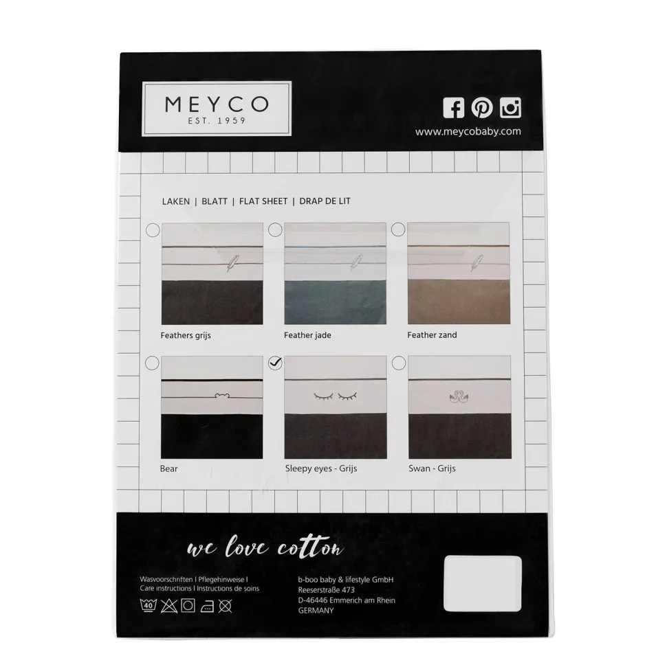Meyco Sleepy Eyes Wieglaken 75X100 Cm Grijs