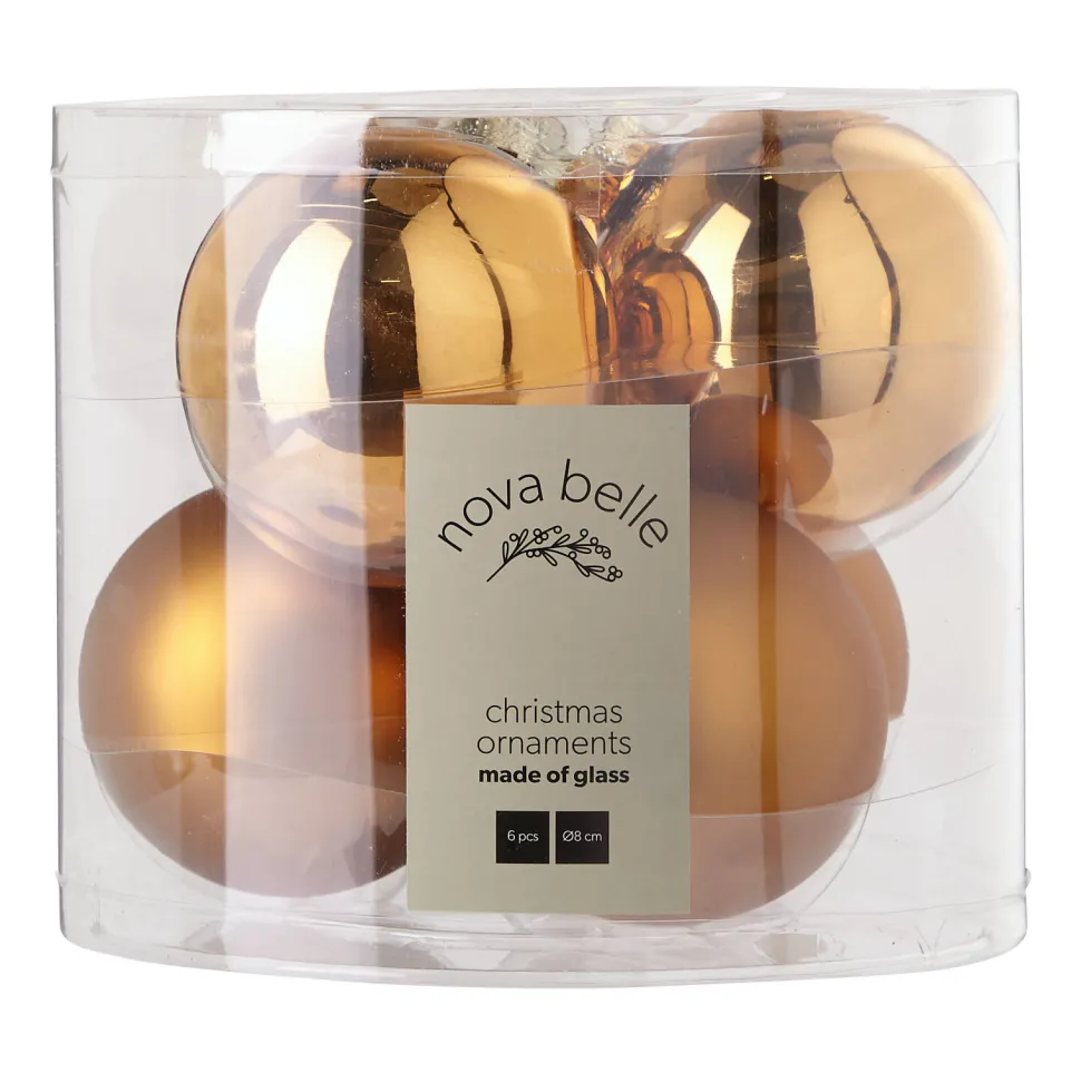 Nova Belle Kerstbal (Set Van 6) (O8 Cm)