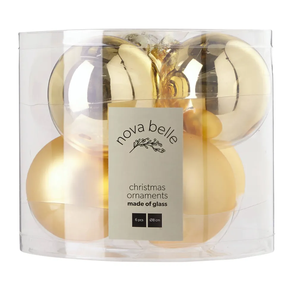 Nova Belle Kerstbal (Set Van 6) (O8 Cm)