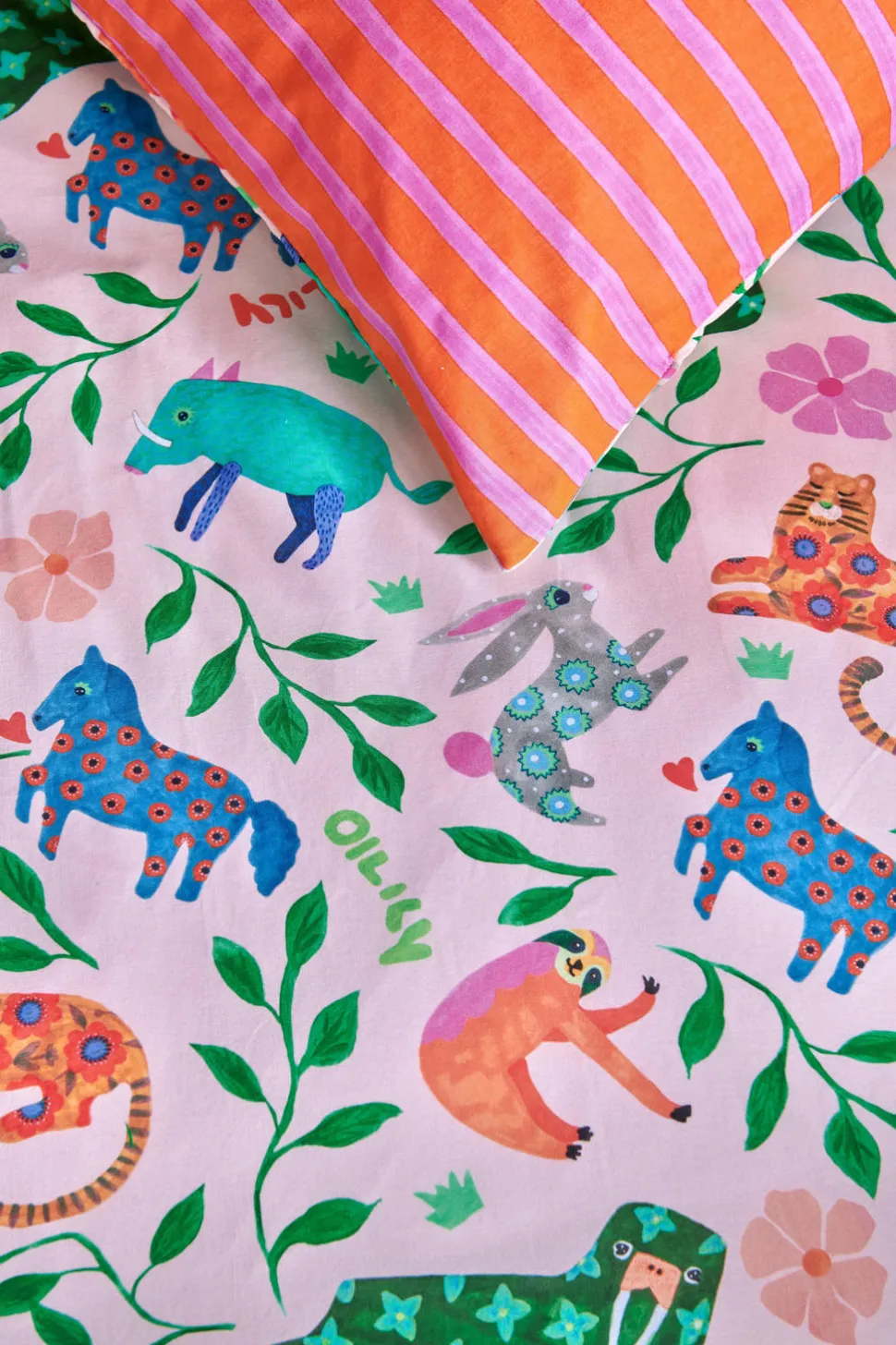 Oilily Katoenen Dekbedovertrek Baby Happy Zoo (100X135 Cm)