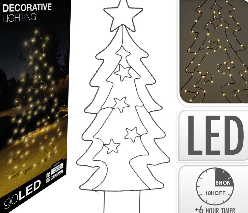 W Tuinsteker Kerstboom (90 Led)