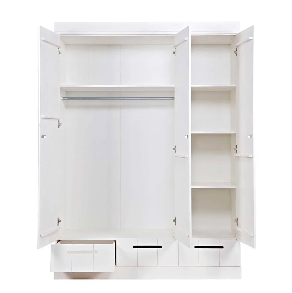 Woood Woood Connect Kast 3-Deurs Met Lade - Grenen - Wit - 195X140X53